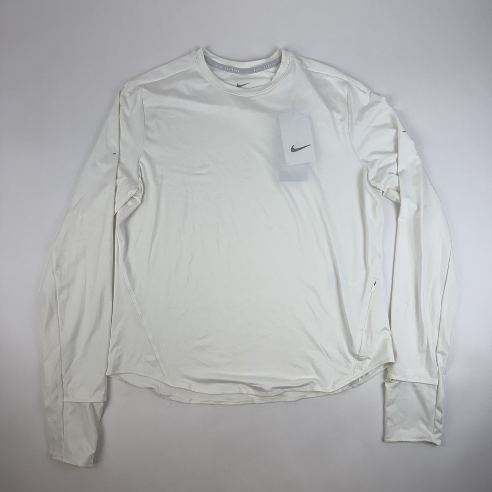 New Womens Nike Swift Dri-FIT UV Long-Sleeve Crew-Neck Ivory Running Shirt Sz L